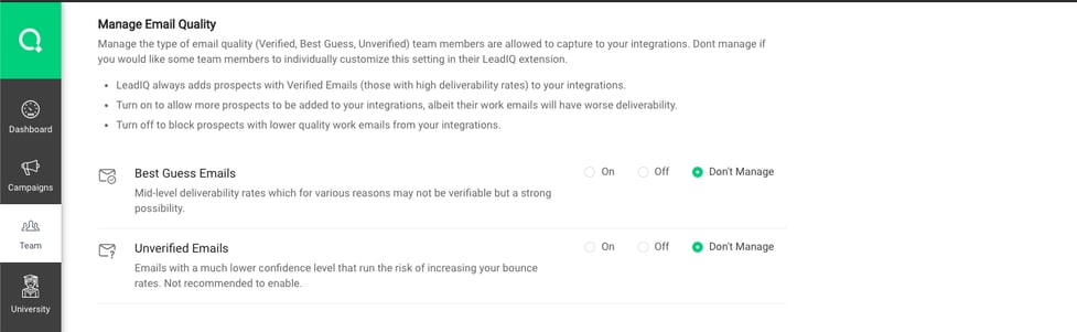 Manage Email Quality