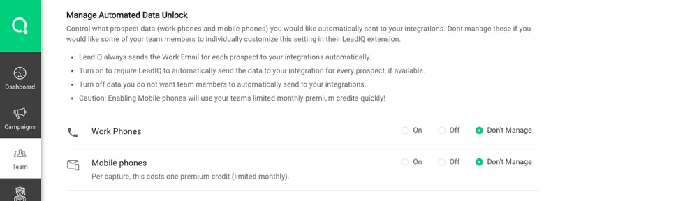 Manage Automated Data Unlock