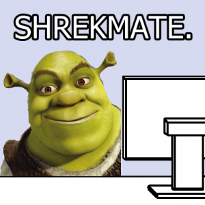 Photo of Shrek saying 'shrekmate'
